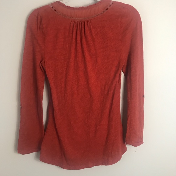 Meadow Rue Anthropologie Cotton Embroidered Top-Rust Orange-Size Small - Picture 5 of 6
